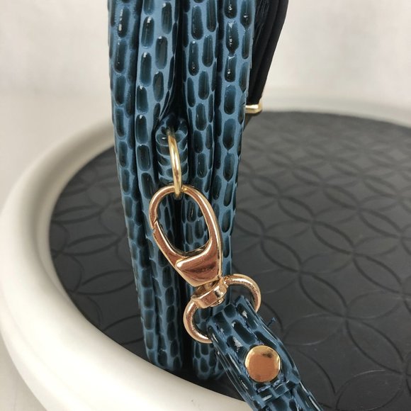 Olivia Miller Women's Blue Faux Leather Embossed Textured Wristlet Wallet - Picture 4 of 14